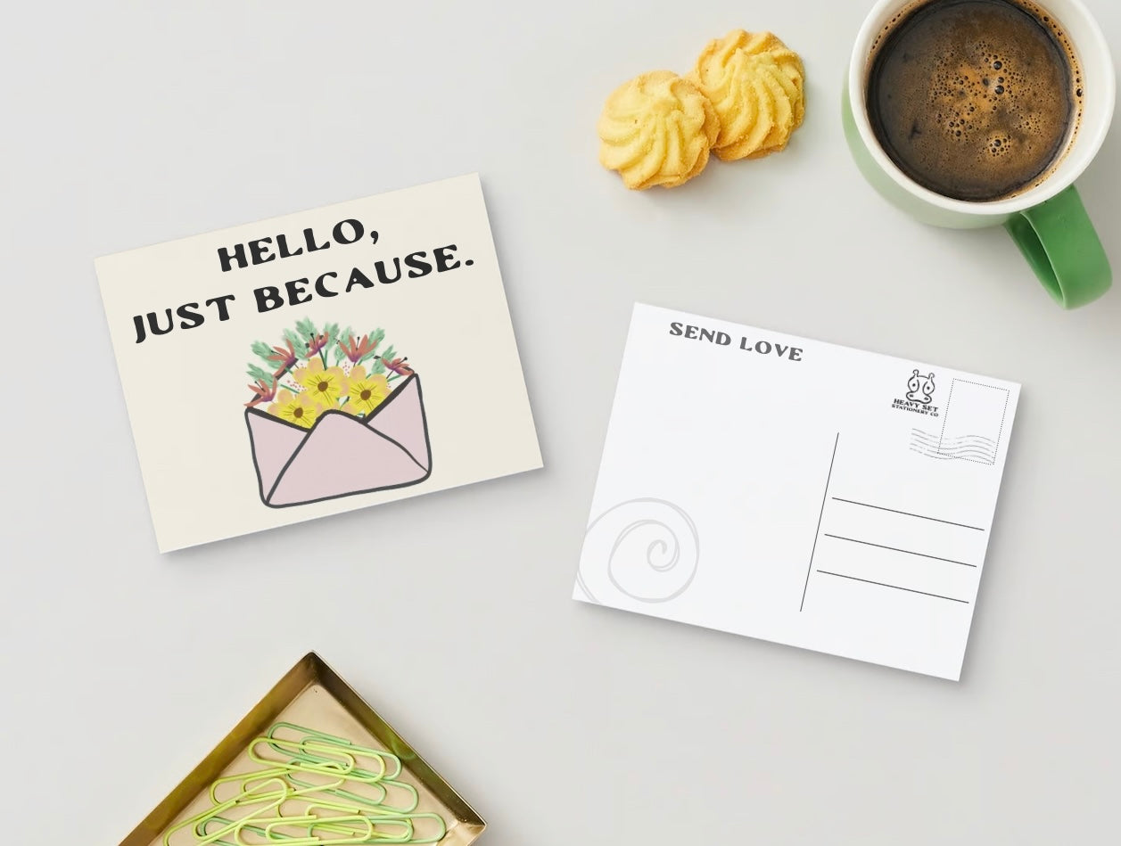 Send Love, Just Because Post Card Pair